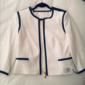 Brand New w/tags white blazer with black trim